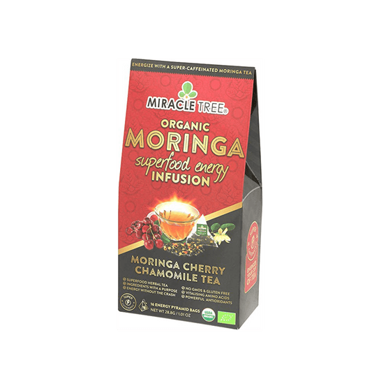 Organic Moringa Energy Tea - Cherry Chamomile - Natural Coffee Alternative
