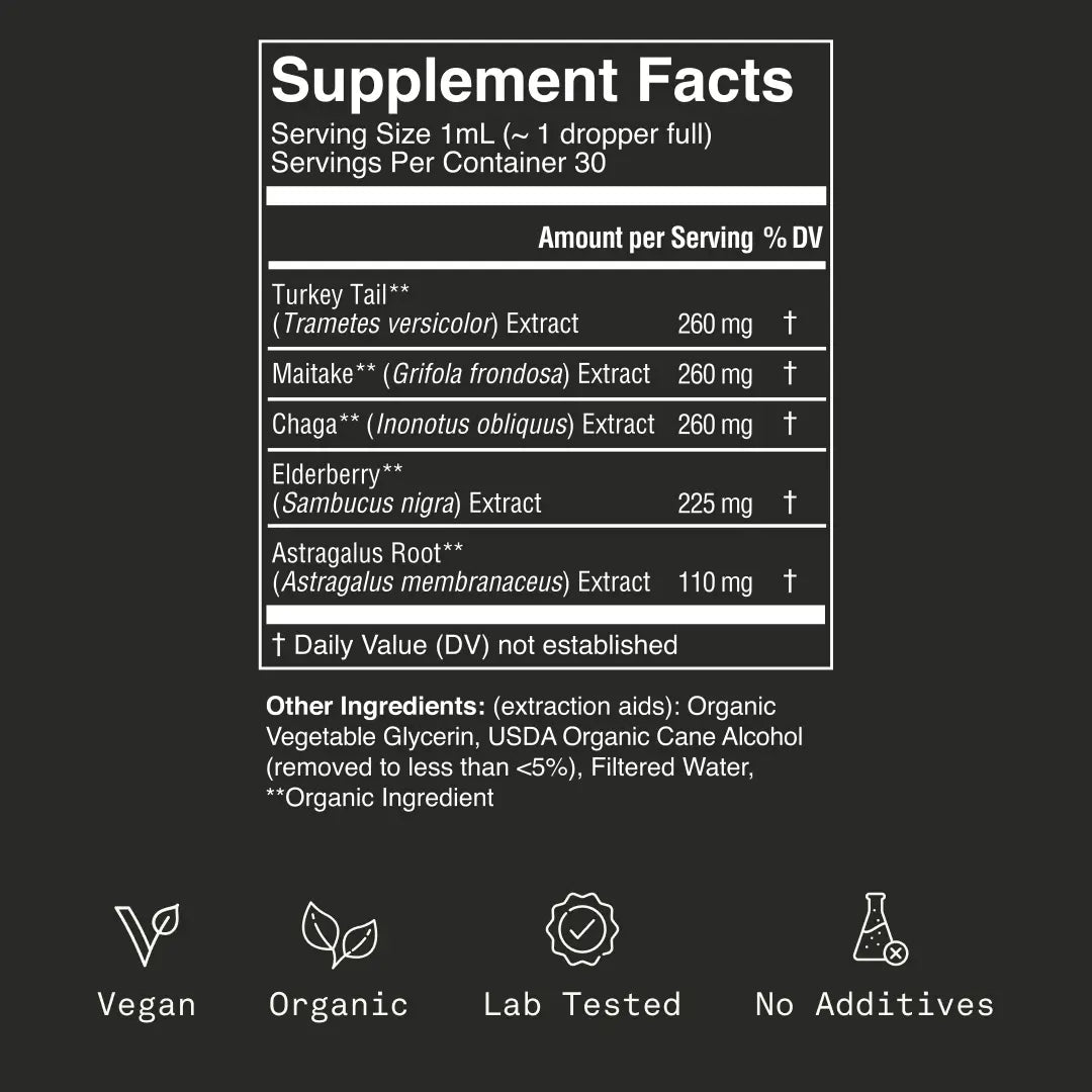 Organic Mushroom Immune Support Elixir | Chaga, Maitake & Astragalus Blend