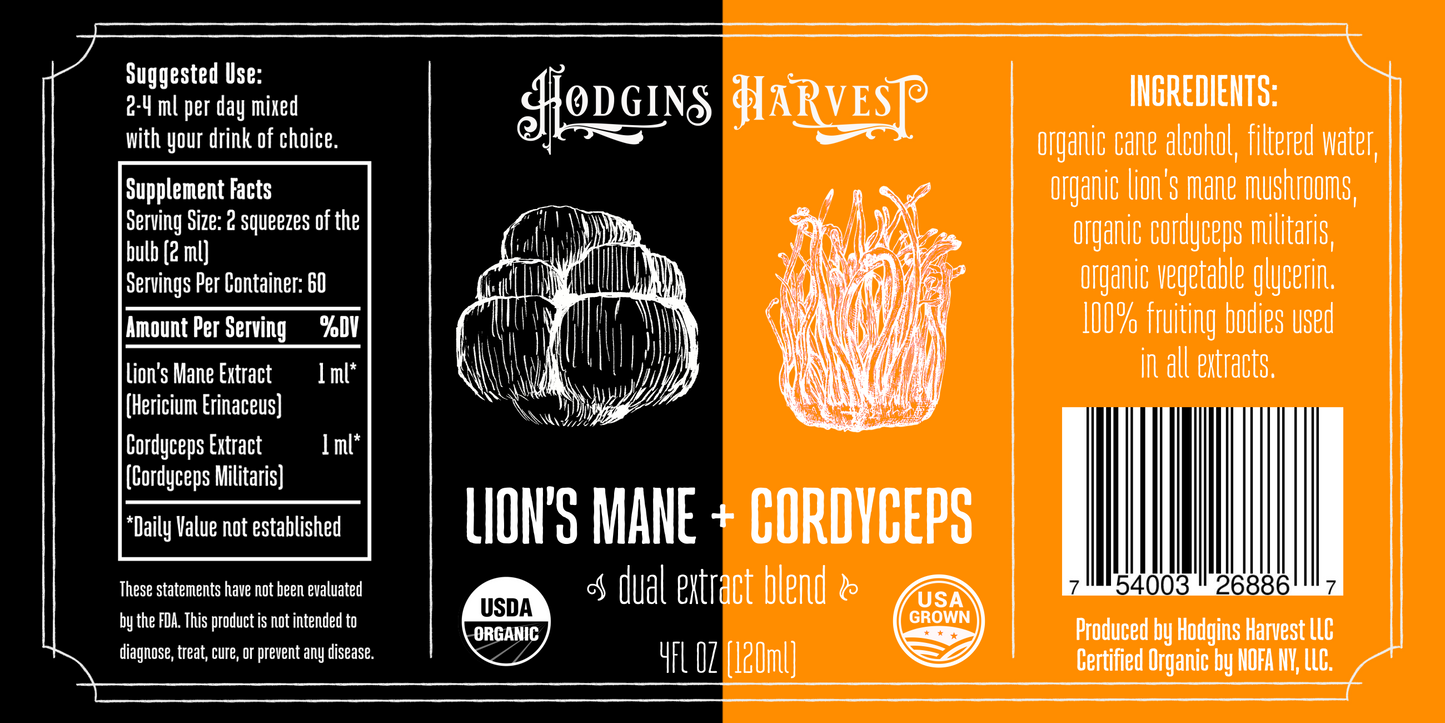 Organic Lion's Mane + Cordyceps Dual Extract Tincture