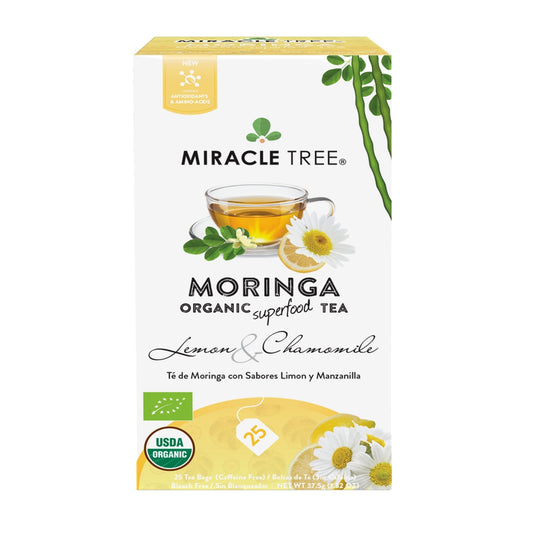 Organic Moringa Tea - Lemon & Chamomile - Caffeine-Free Herbal Tea