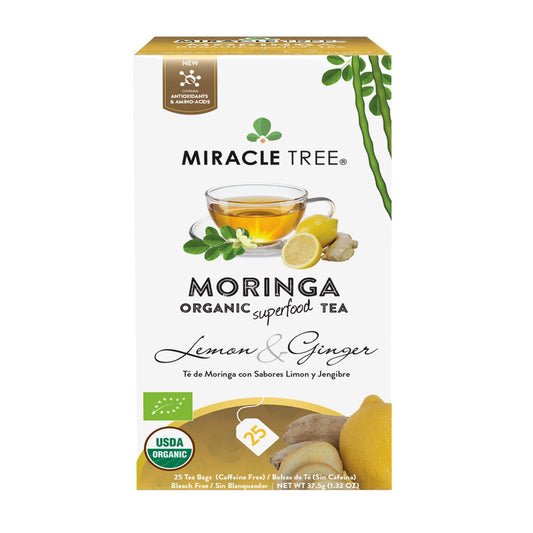 Organic Moringa Tea - Lemon & Ginger - Caffeine-Free Herbal Tea