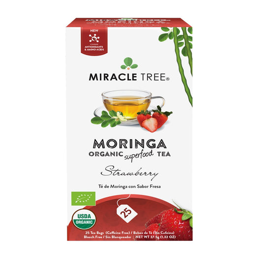 Organic Moringa Tea - Strawberry - Caffeine-Free Herbal Tea