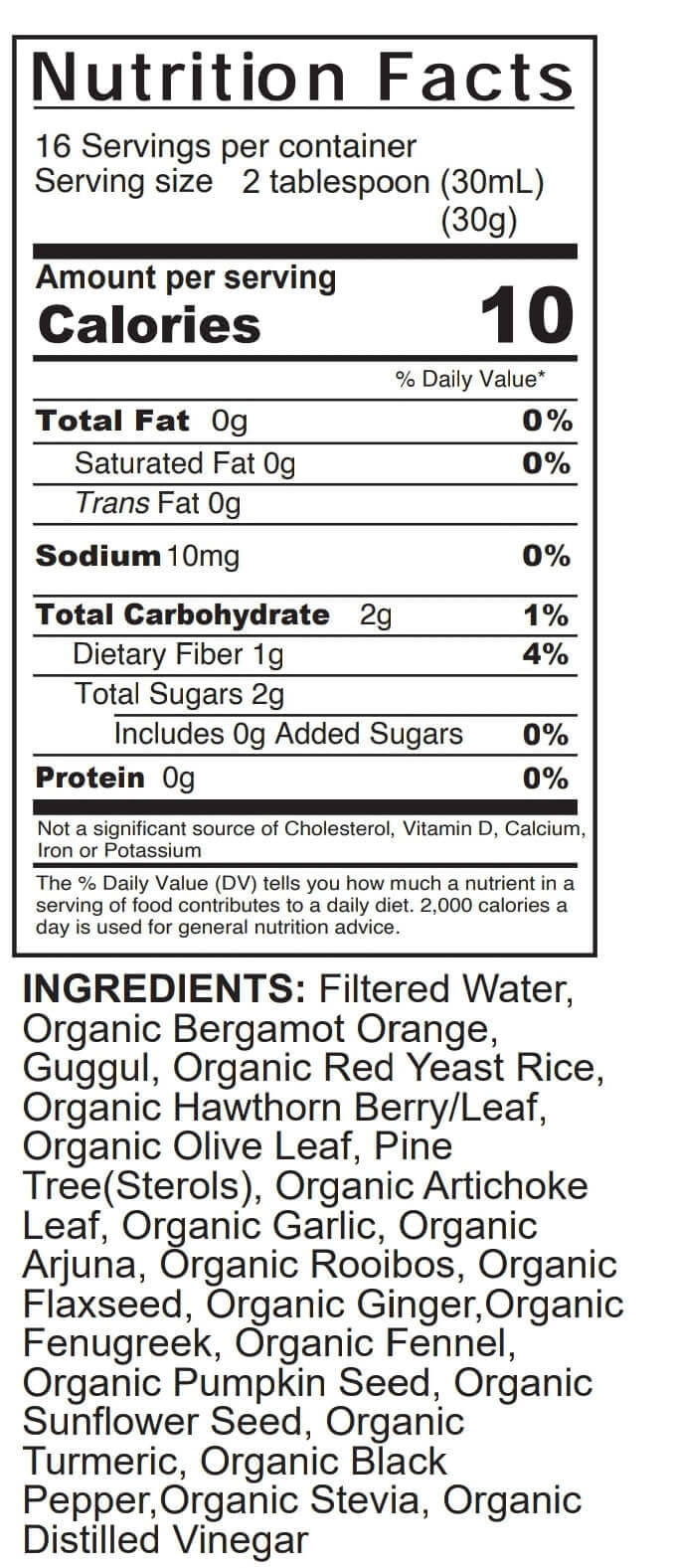Organic Plant-based Cholesterol Formula | Our natural liquid formula lowers cholesterol with organic Bergamot Orange, Red Yeast Rice, and Hawthorn Berry. Take 2 tbsp twice daily. By Natural Herbal Labs