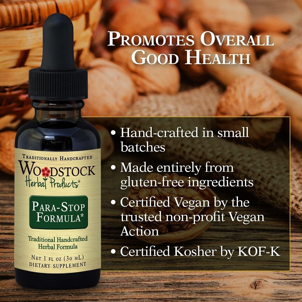 Natural Parasite Cleanse for People & Pets - Woodstock Para-Stop Tincture 1 fl oz | Herbal Detox Formula