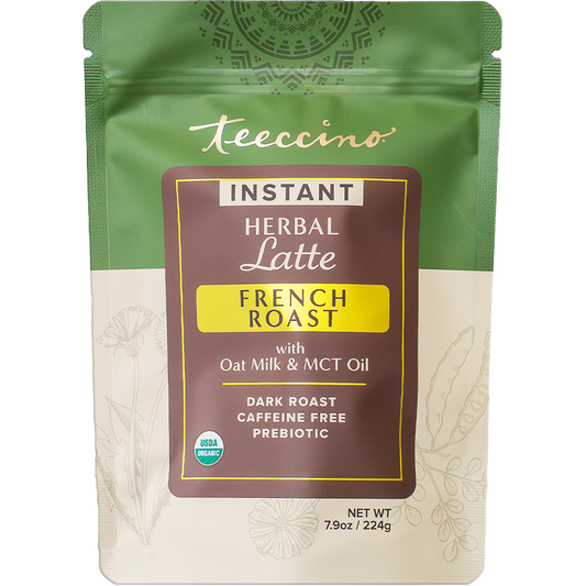 Instant French Roast Herbal Latte: Quick Plant-Based Energy On The Go