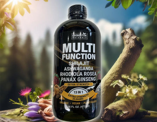 Boost energy, reduce stress, and enhance wellness with the 13-in-1 premium organic formula by Livingston Naturals. Plant-based power for vitality and clarity!