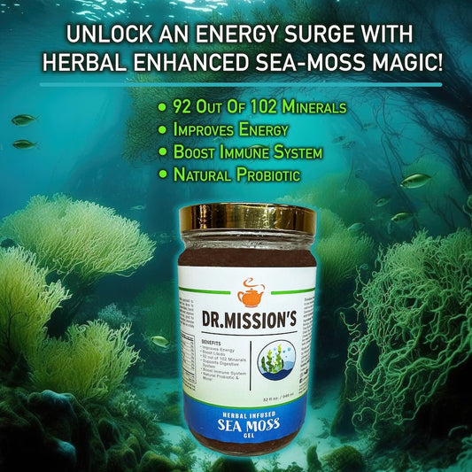 The Power of Herbal-Infused Sea-Moss Gel | Discover the wellness revolution with Dr. Mission's Herbal Infused Sea Moss Gel 32 Fl Oz, a nutrient-packed marvel that combines sea moss with potent herbs for unmatched health benefits. This gel is a powerhouse