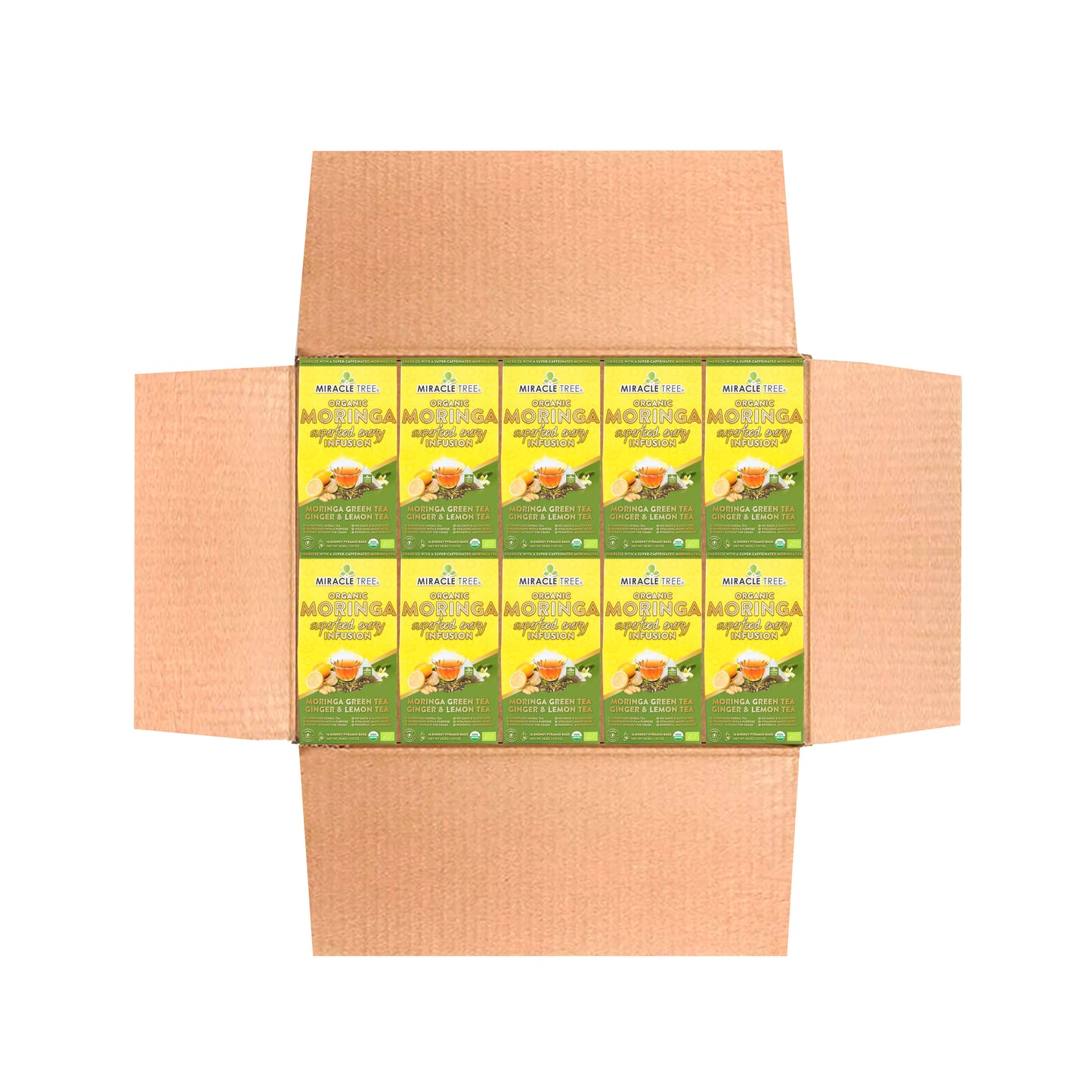 Organic Moringa Energy Tea - Ginger Lemon - Natural Coffee Alternative