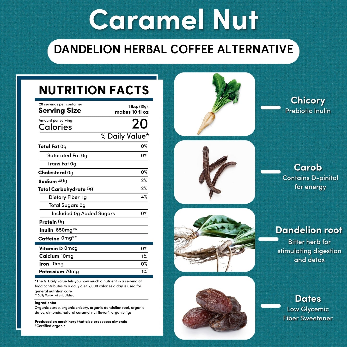 Dandelion Caramel Nut Chicory Herbal Coffee