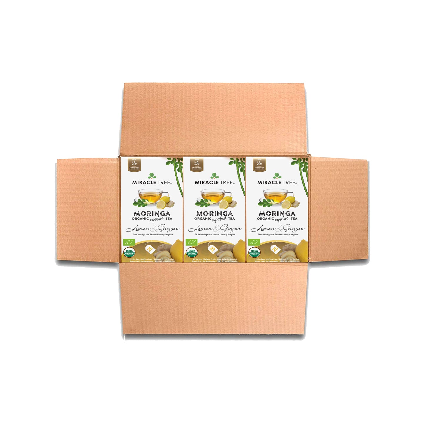 Organic Moringa Tea - Lemon & Ginger - Caffeine-Free Herbal Tea