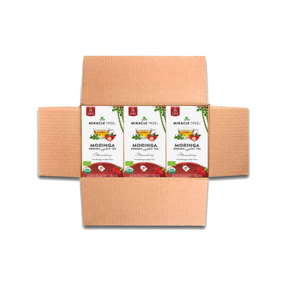 Organic Moringa Tea - Strawberry - Caffeine-Free Herbal Tea