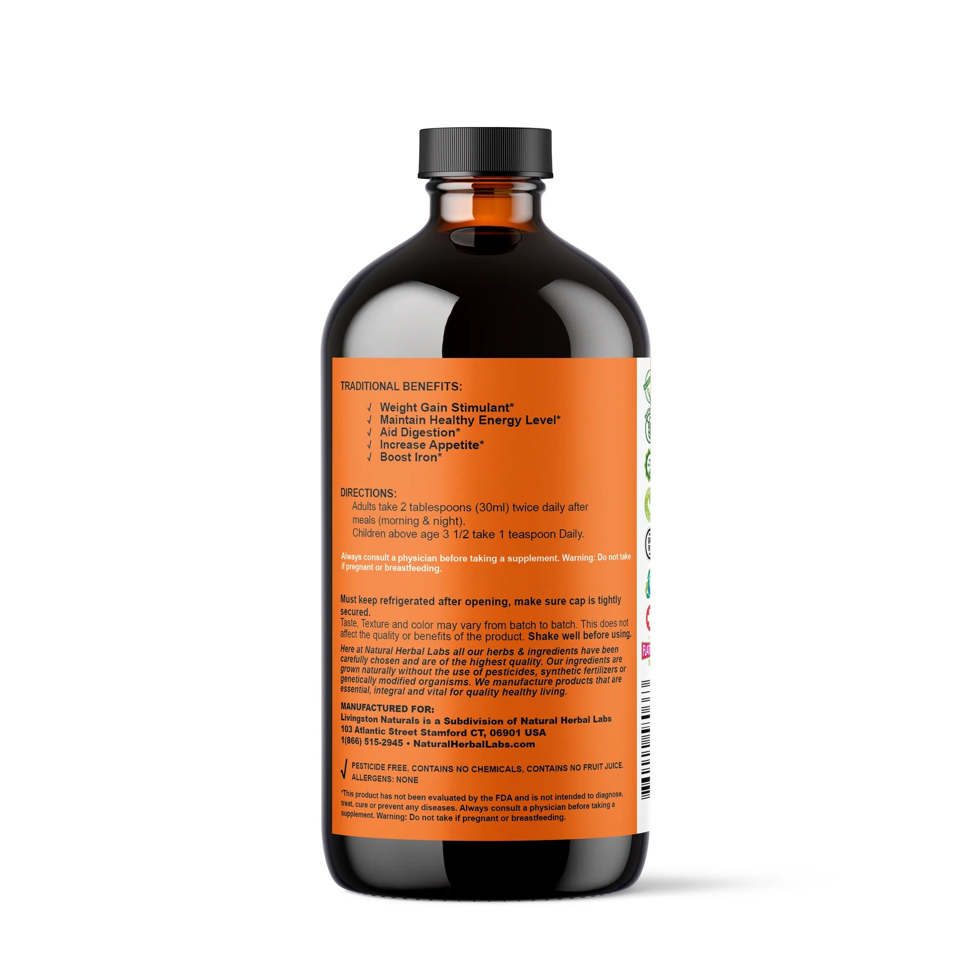 Super Appetite Booster traditional benefits directions storage and supplement warning label panel