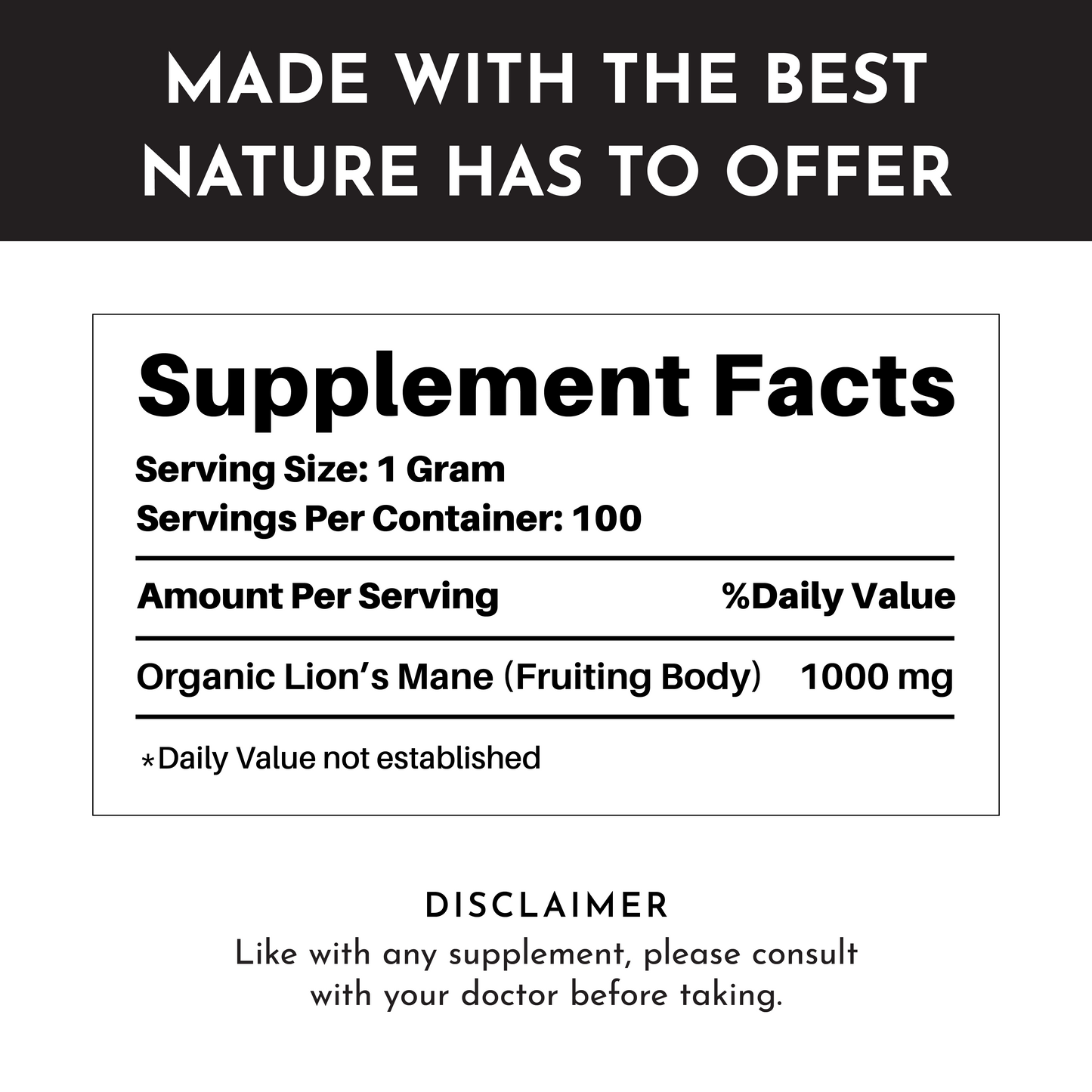 Organic Lion’s Mane Mushroom Powder – Brain, Gut & Immune Support