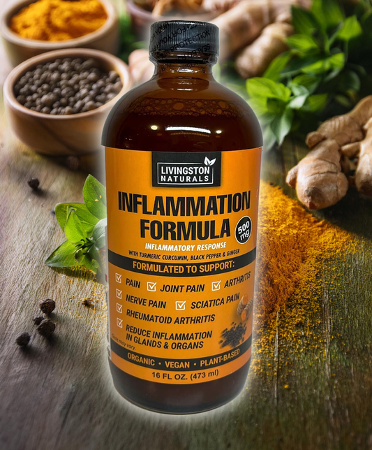 Experience natural healing with our anti-inflammatory formula. Packed with organic turmeric, ginger, holy basil, and more for daily wellness. Safe for all ages