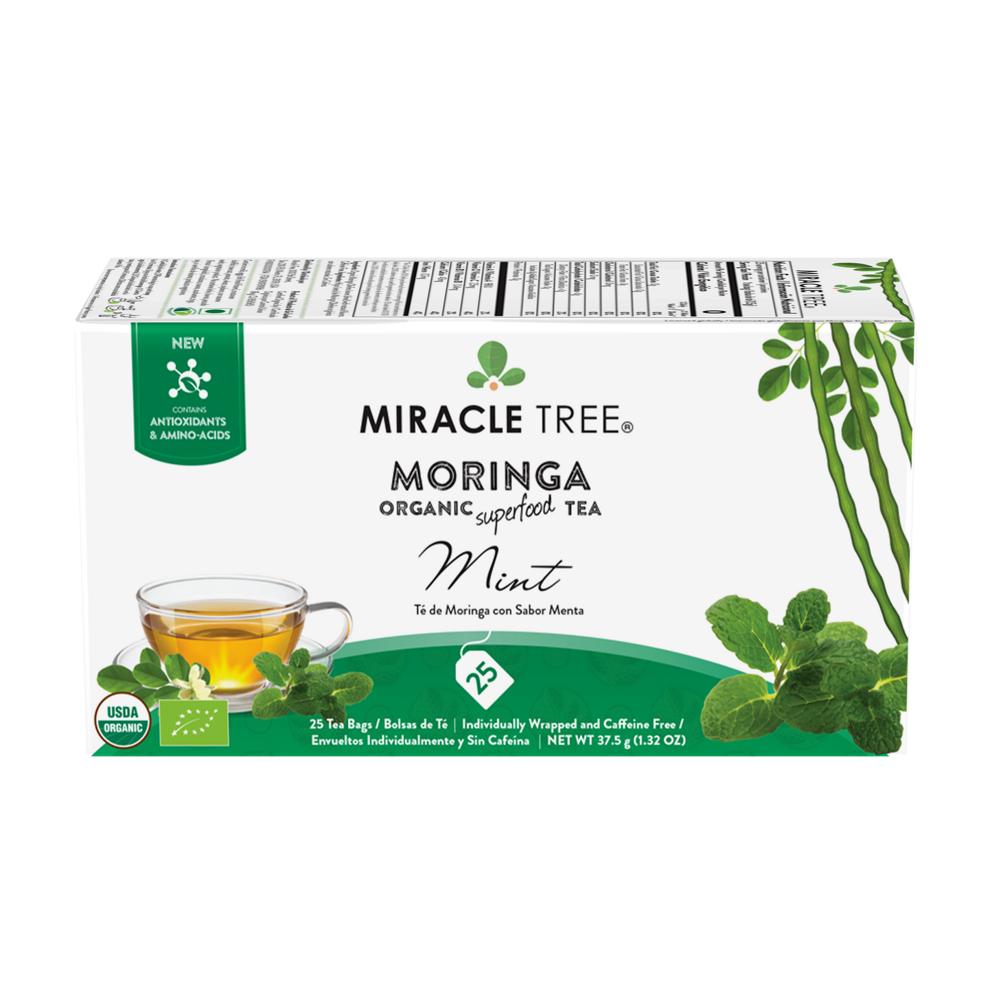 Organic Moringa Tea - Mint - Caffeine-Free Herbal Tea
