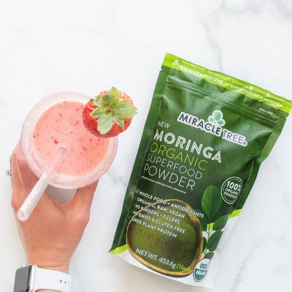 Organic Moringa Powder - 16oz Pouch - Pure Superfood Supplement (1 lb)