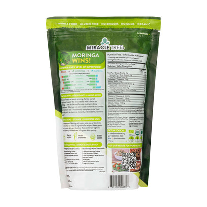 Organic Moringa Powder - 16oz Pouch - Pure Superfood Supplement (1 lb)