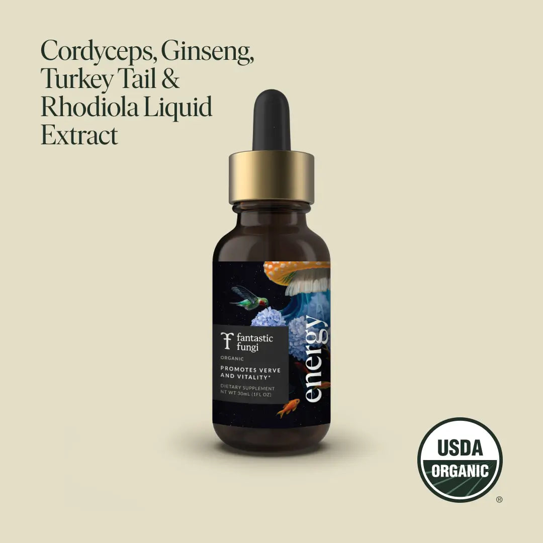 Energy Elixir — Organic Cordyceps, Ginseng, Turkey Tail & Rhodiola Extract