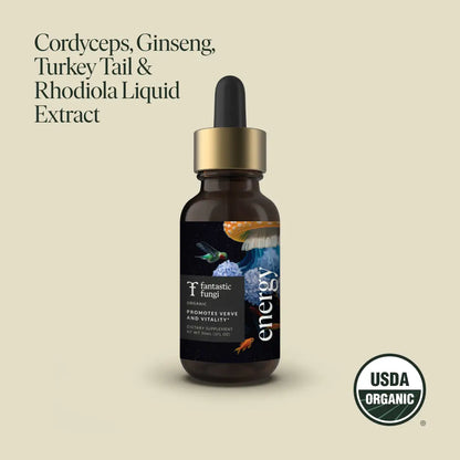 Energy Elixir — Organic Cordyceps, Ginseng, Turkey Tail & Rhodiola Extract