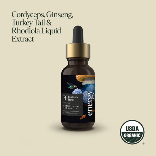 Energy Elixir — Organic Cordyceps, Ginseng, Turkey Tail & Rhodiola Extract