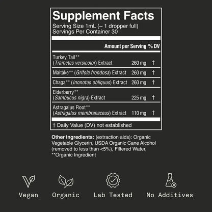 Organic Mushroom Immune Support Elixir | Chaga, Maitake & Astragalus Blend