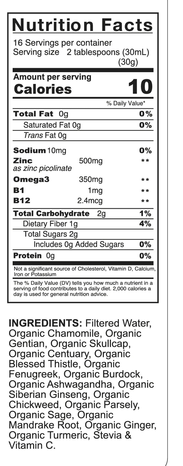 Super Appetite Booster nutrition facts and full organic ingredients list close-up
