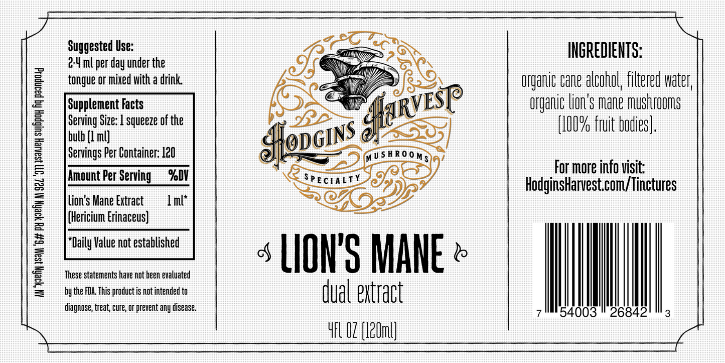 Organic Lion's Mane Dual Extract Tincture