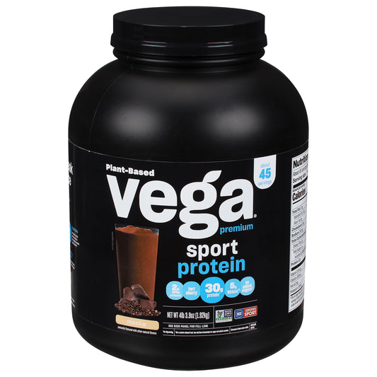 Vega Premium Sport Mocha Protein Powder, Vegan, Non GMO, Gluten Free Plant Based, 4lb 3 oz