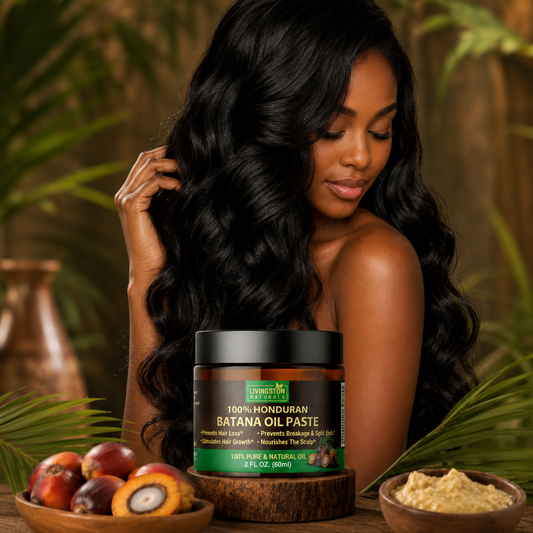 Pure Honduran Batana Oil Paste for deep hair nourishment, shine, scalp hydration, and healthier-looking stronger hair naturally. Livingston natural herbal labs