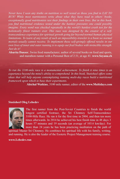 Eat to Run. Holistic nutrition for the ultra-marathon runner | Learn nutritional secrets from a 10-time finisher of the Sri Chinmoy 3100-Mile Race, one of HarperCollins' "Top Ten Ultimate Running Races." Healthy eating!