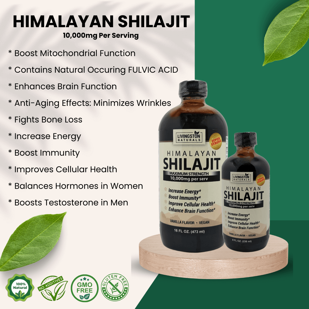 Liquid Himalayan Shilajit Maximum Strength | Unlock the power of Livingston Naturals Liquid Shilajit. Our Himalayan Shilajit boosts vitality and immunity with a potent blend of minerals and fulvic acid