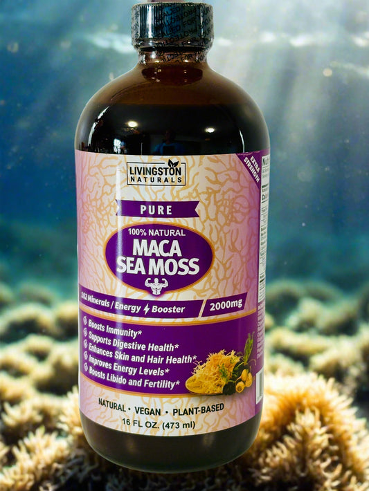 Livingston Naturals Maca Sea Moss – 100% natural energy and libido booster with organic maca and sea moss in a 16 fl oz vegan liquid supplement