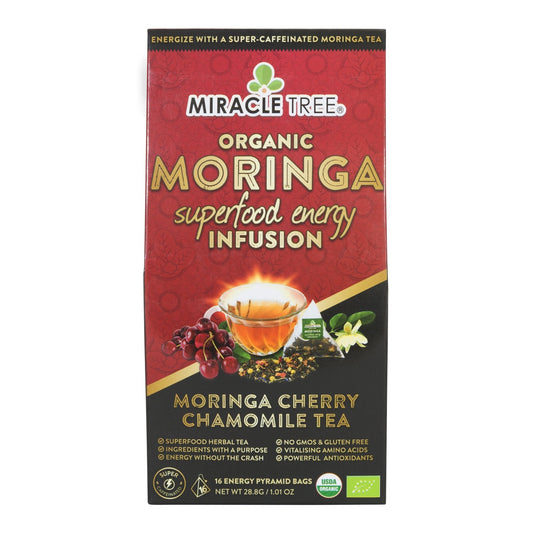 Organic Moringa Energy Tea - Cherry Chamomile - Natural Coffee Alternative