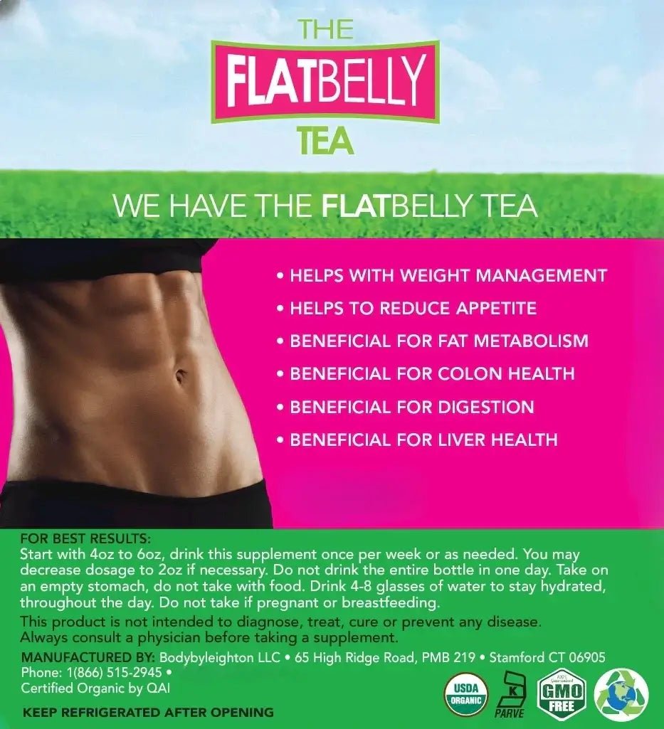 Organic Flatbelly Tea by Natural Herbal Labs | Organic Flatbelly Tea with Senna, Dandelion, and Burdock supports digestion and cleansing. Aids weight management, reduces bloat, and boosts metabolism.