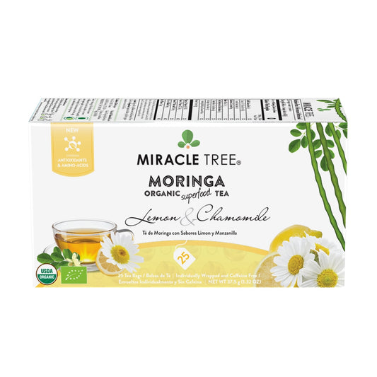 Organic Moringa Tea - Lemon & Chamomile - Caffeine-Free Herbal Tea