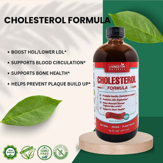 Organic Plant-based Cholesterol Formula | Our natural liquid formula lowers cholesterol with organic Bergamot Orange, Red Yeast Rice, and Hawthorn Berry. Take 2 tbsp twice daily. By Natural Herbal Labs