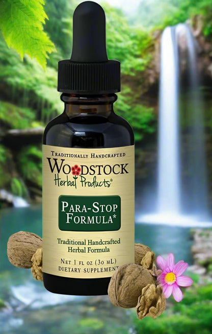 Natural parasite cleanse for people & pets with organic herbs like black walnut, garlic, neem, and wormwood. Gentle, effective detox support. By Woodstock