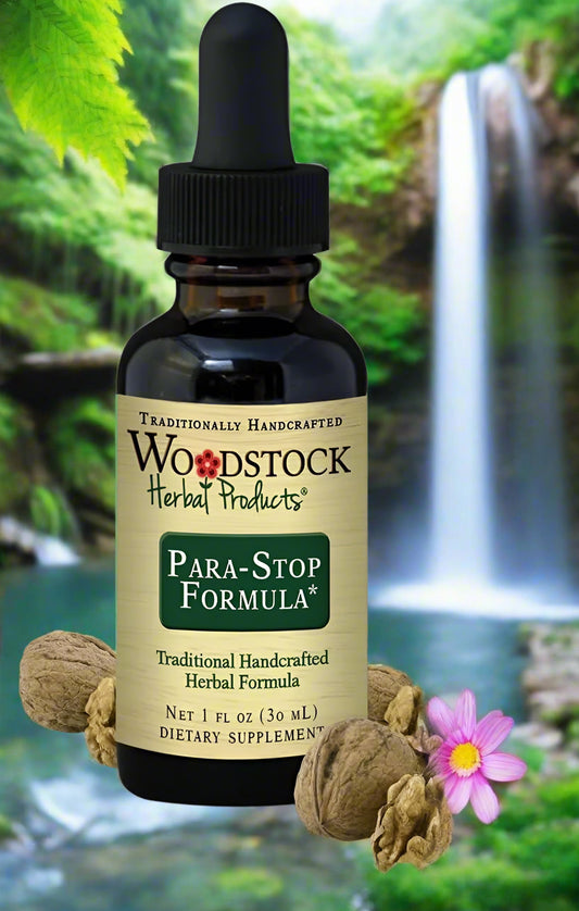 Natural parasite cleanse for people & pets with organic herbs like black walnut, garlic, neem, and wormwood. Gentle, effective detox support. By Woodstock