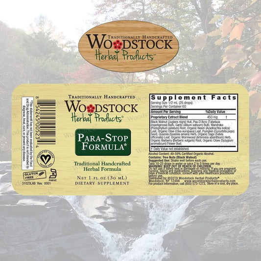 Natural Parasite Cleanse for People & Pets - Woodstock Para-Stop Tincture 1 fl oz | Herbal Detox Formula