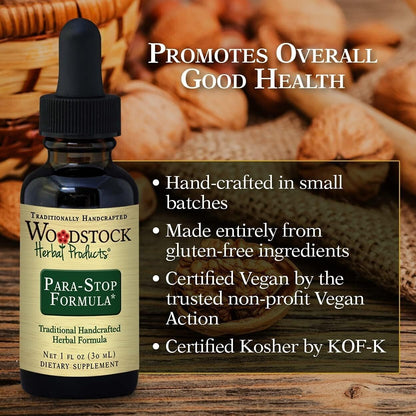 Natural Parasite Cleanse for People & Pets - Woodstock Para-Stop Tincture 1 fl oz | Herbal Detox Formula